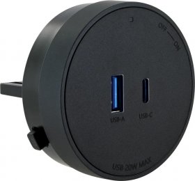 Schwaiger Connection Block - Power-rail Msps0310 Modular Power Plug Black 1x Usb-c And 1x Usb-a On-off Switch
