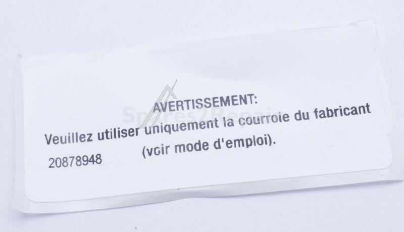 Drive Belts - 20878948 Belt Label Bldc French [Vestel]