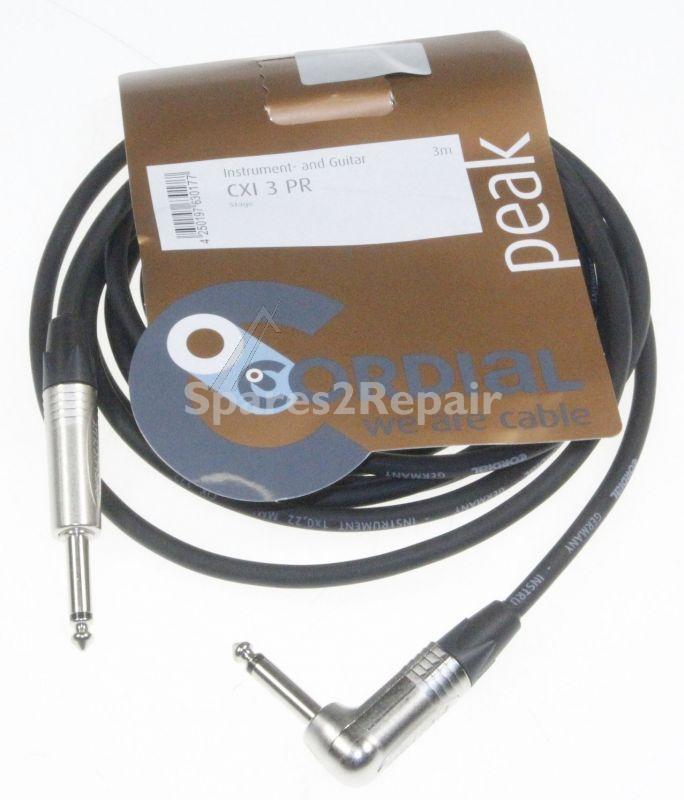 Cordial Neutrik Jack Plug/jack Plug - Ks 6,3mm Mono - Ks 6,5mm Mono Angled, Neutrik Plug, 3m