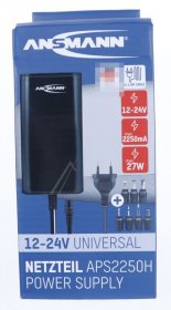 Ansmann Mains Adaptor power Supply - Aps 2250h 1201-0026 Plug Power Supply Universal 12-24v Dc Incl 7 Misc Connector Types