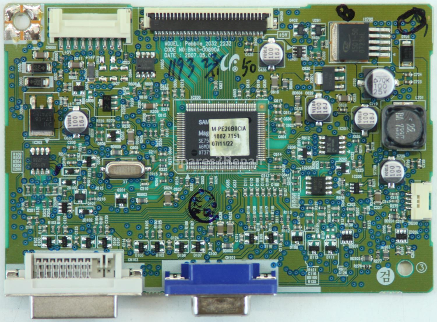 Samsung 2032BW - VGA & DVI Board - BN41-00890A - BN94-01340L - Pebble_2032_2232
